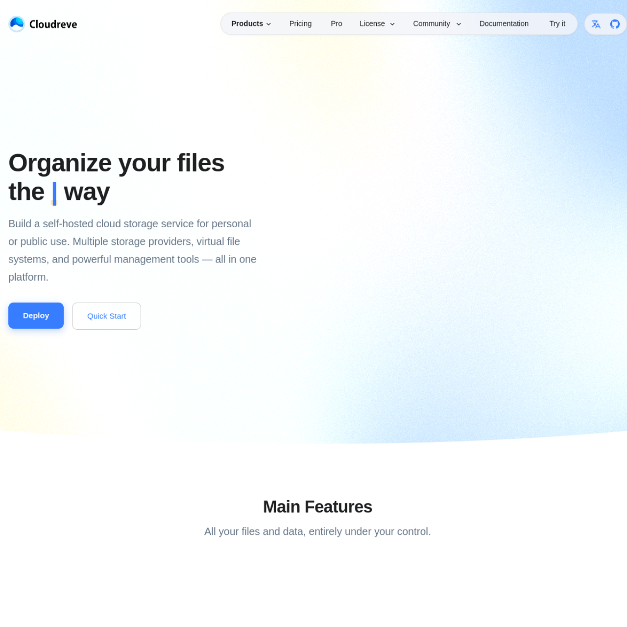 Cloudreve - Self-Hosted File Sharing Cloud user interface