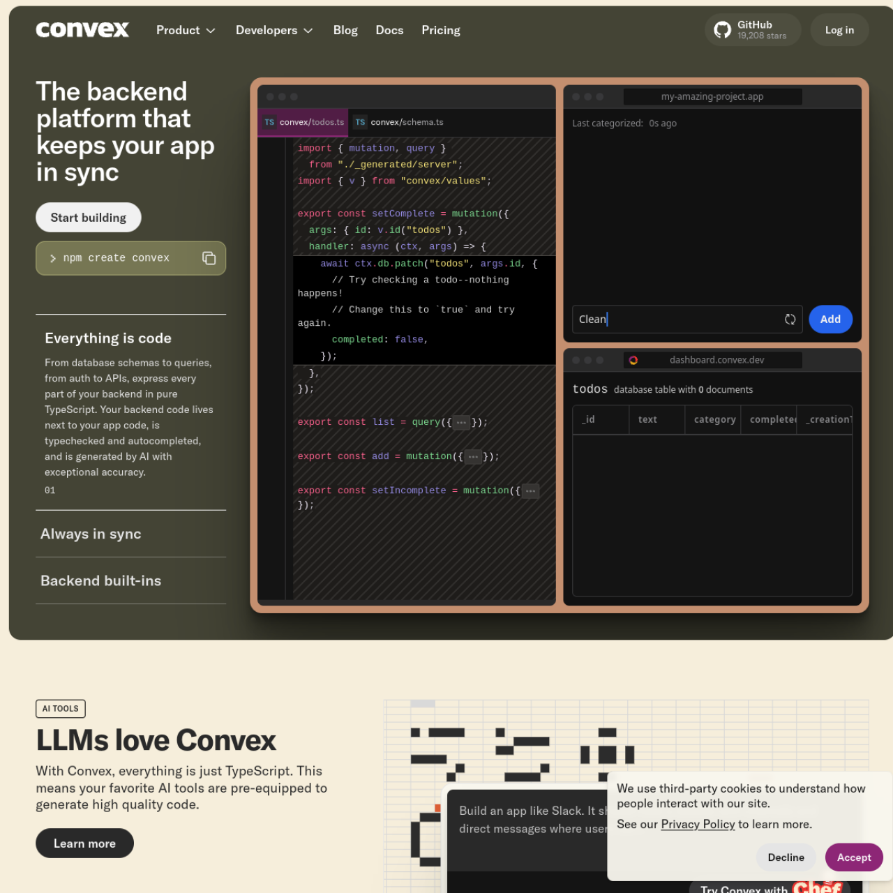 Convex - Self-Hosted Backend Platform user interface
