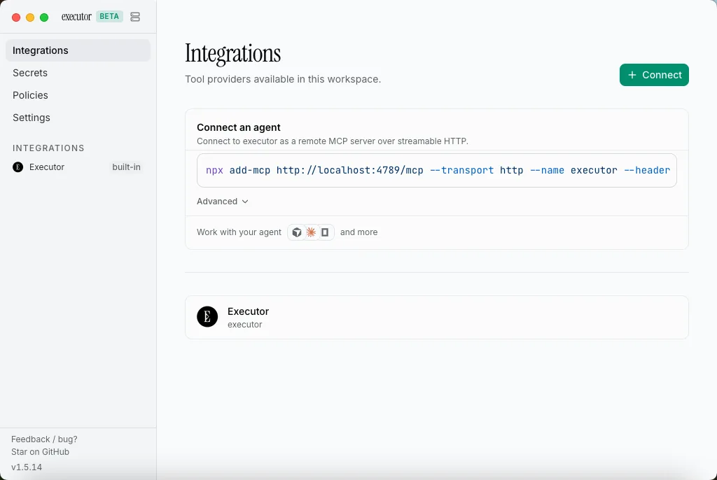 Executor.sh - Open-Source MCP Gateway user interface