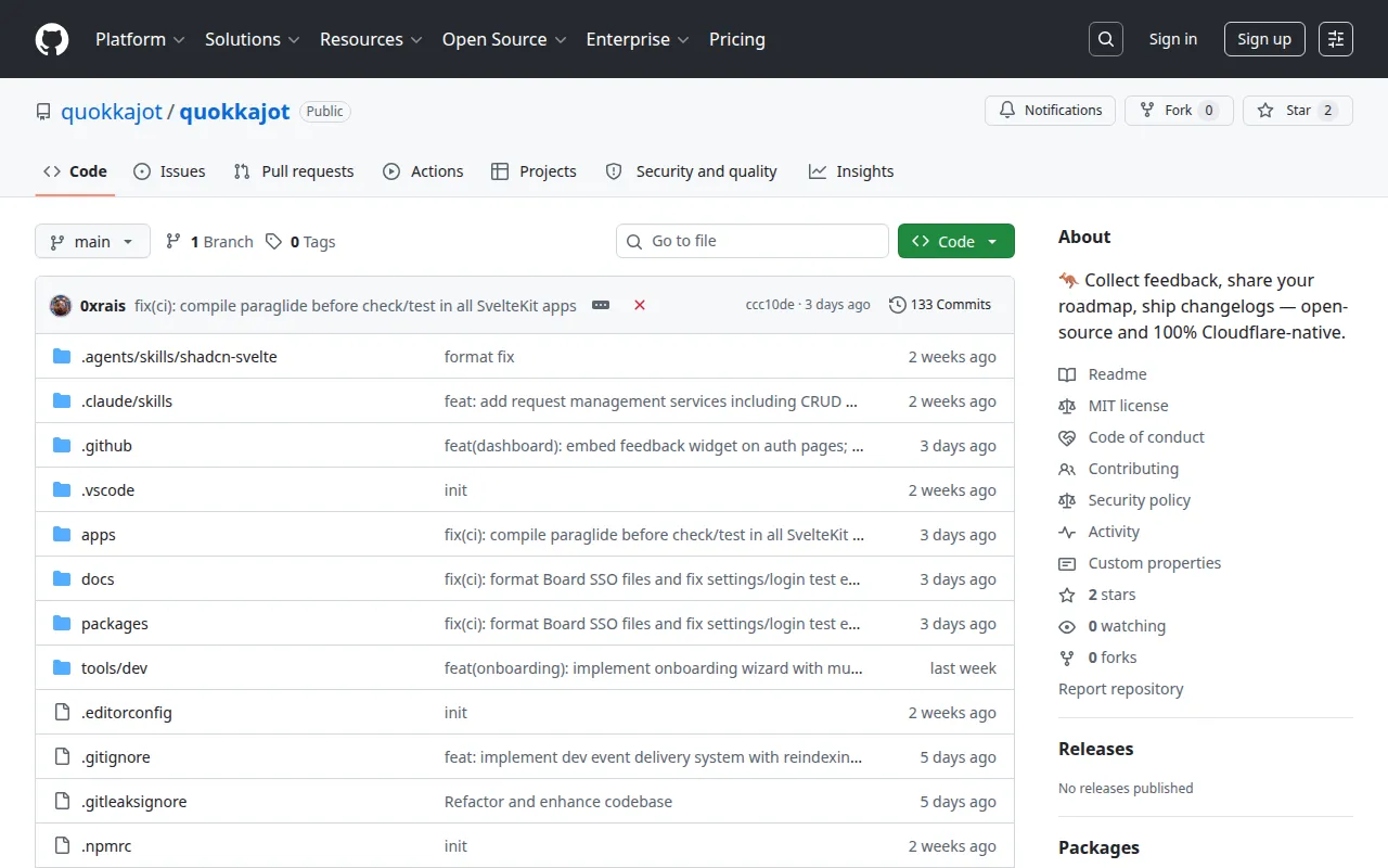 QuokkaJot - Self-Hosted Feedback Boards user interface