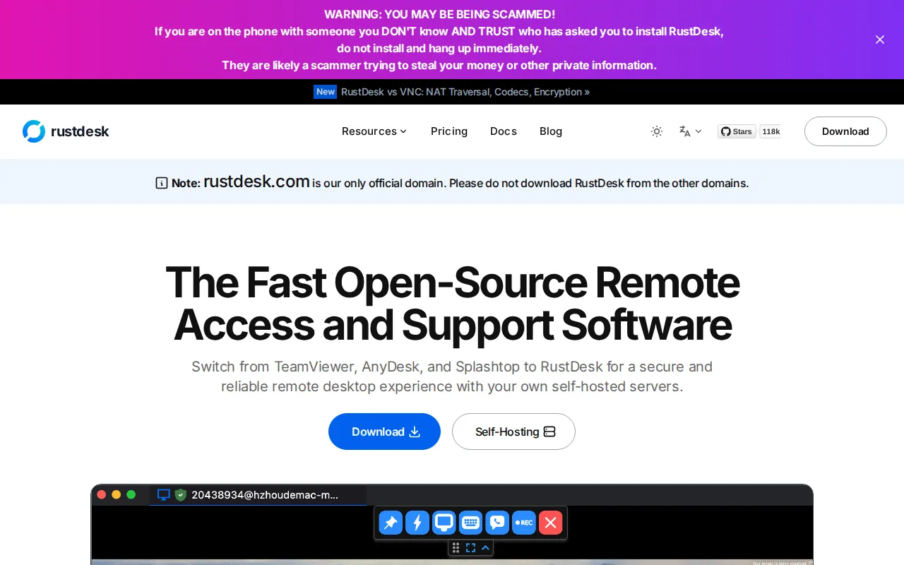 RustDesk - Open-Source Remote Desktop user interface