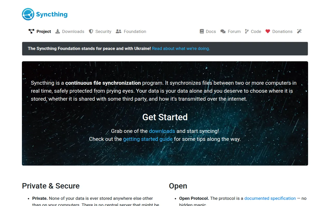 Syncthing - Peer-to-Peer File Sync user interface